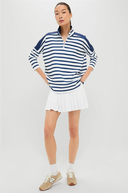 Blue and White Stripe Hudson Quarter Zip
