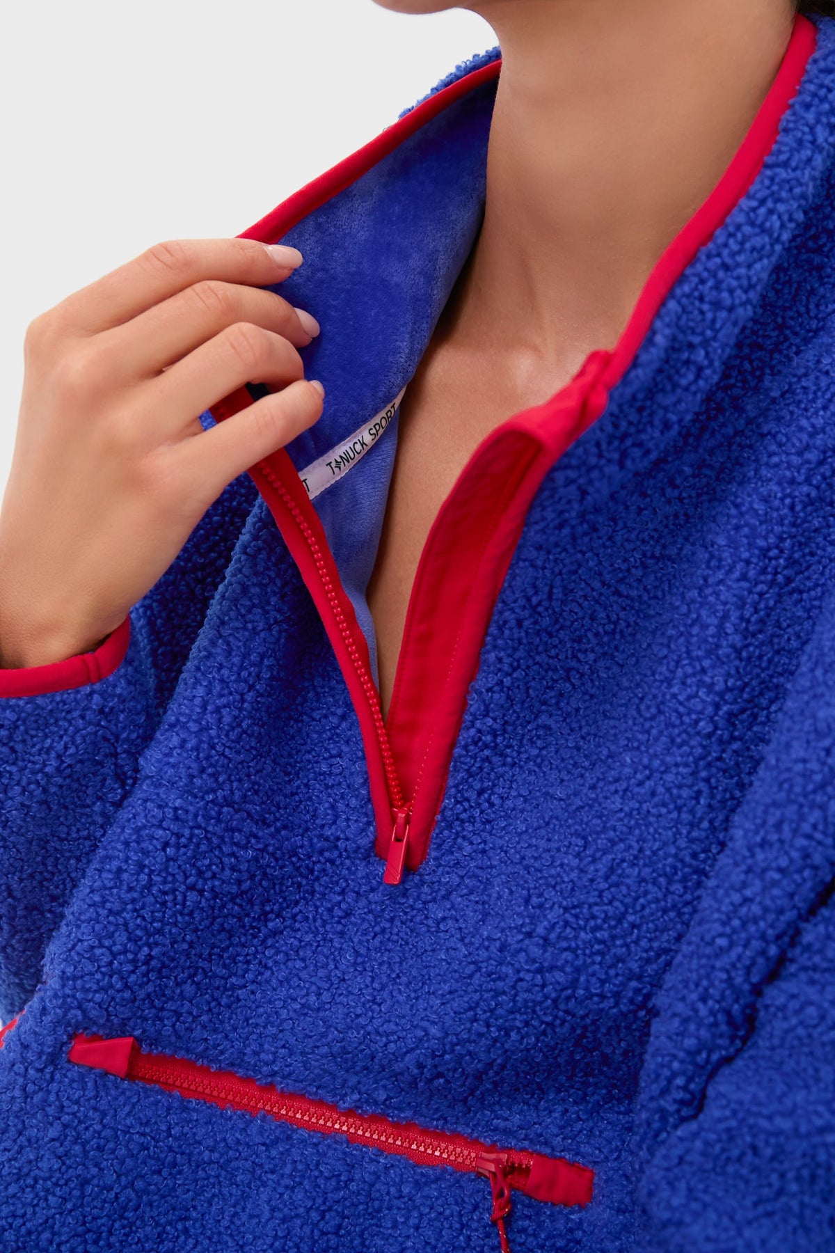 Blue and Red Fleece Cady Quarter Zip